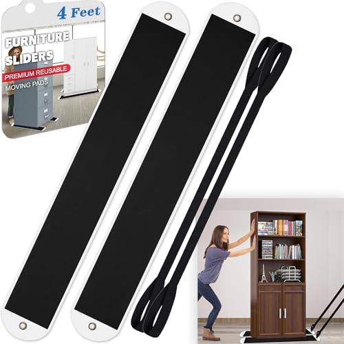 2 Pcs Large Appliance Slider with Pull Strap,Pull Furniture Slides,Moving Furniture Gliders Heavy Duty Sliding Sheet for Moving Heavy Furniture,Cabinets,Safes on Carpet and Hardwood Floor - size: 6.7" X 48" black