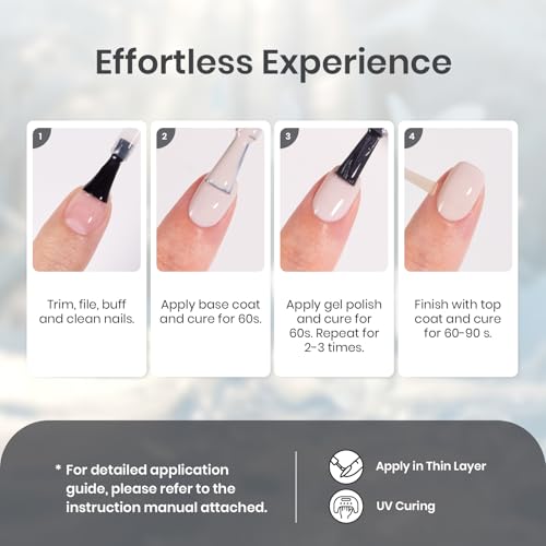 Beetles Grey Gel Polish Set, Soft Eclipse Collection, 6 Colors - color: A - Creme | 0-0-Soft Eclipse