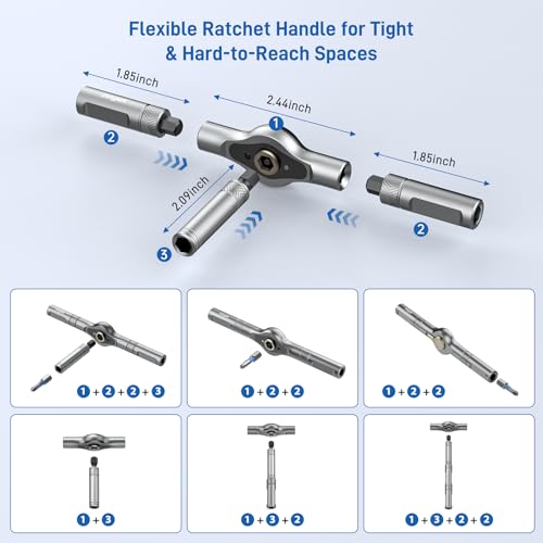 25 in 1 Magnetic Ratchet Screwdriver Set with 7 CRV Metric Sockets - color: Black, size: 25PCS