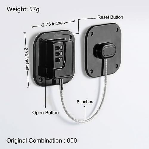 Refrigerator Lock, Heavy Duty Fridge Lock, Combination Lock for Refrigerator Cabinets, Drawers, Safety, Easy Install No Keys Needed (Black-1Pack) - color: Black-1Pack