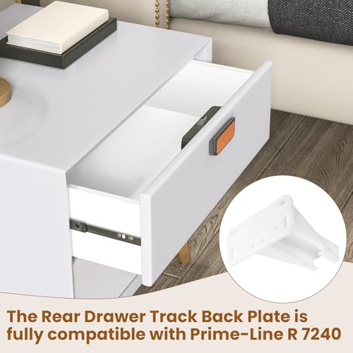 Kitchen Drawer Rail Bracket for Prime-Line R 7240 Rear Drawer Track Back Plate, Nylon Drawer Side Track Brackets, White -1 Pair