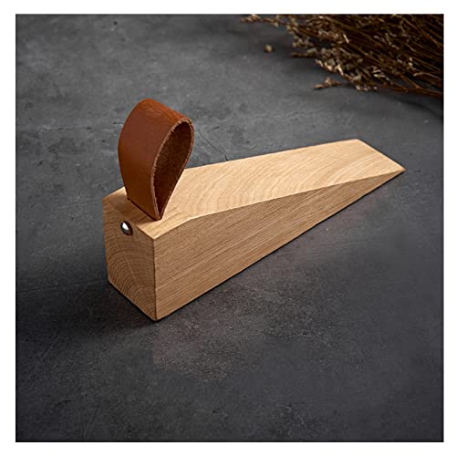 Large Wooden Door Stopper Non-Slip Security Wood Door Wedge with Leather Strap for Hanging Door Stopper 1Pack, in House Bedroom Office Living Room Hotel Cabin (Large) - style: Large (1pc)
