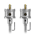 2-Pack 1-1/2" TCT Hole Saws for Hard Metal, Heavy Duty 38mm Tungsten Carbide Tipped Hole Cutters Set with Spring-Loaded Pilot Drill Bits for Stainless Steel, Metal, Iron, and Plastic - size: 1-1/2" (38mm)