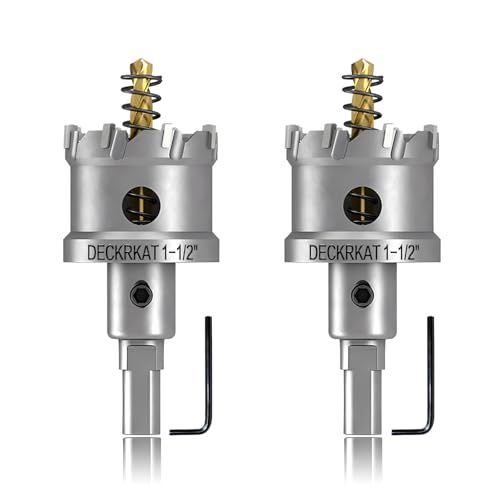 2-Pack 1-1/2" TCT Hole Saws for Hard Metal, Heavy Duty 38mm Tungsten Carbide Tipped Hole Cutters Set with Spring-Loaded Pilot Drill Bits for Stainless Steel, Metal, Iron, and Plastic - size: 1-1/2" (38mm)