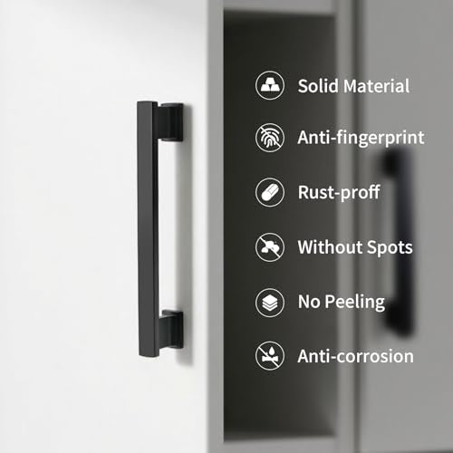Matte Black Kitchen Square Cabinet Handles 6.25 Inch 10 Pack - color: Matte Black, size: 6.25"/160MM Hole Center