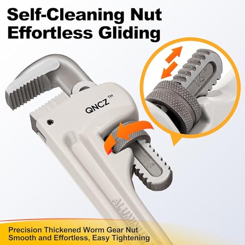 QNCZ 3-Piece Aluminum Pipe Wrench Set, 10" 14" 18" Heavy Duty Adjustable - size: 10-14-18 Inches