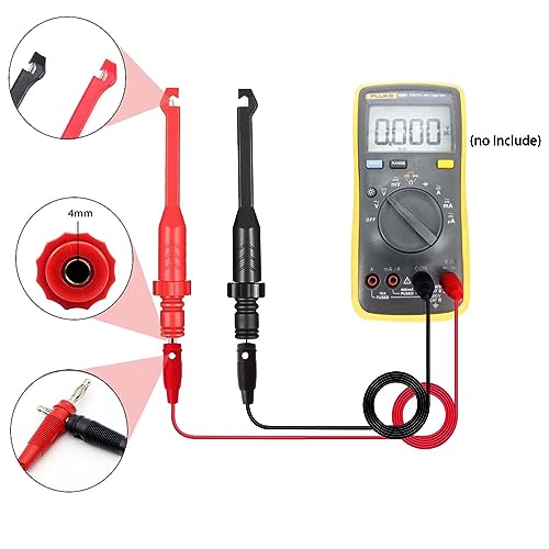 2PCS Multimeter Test Leads Set Electric Wire Piercing Probe Clip, Automotive Insulation Back Probes with 4mm Banana Plug Test Leads for for Diagnostic Electrical Testing