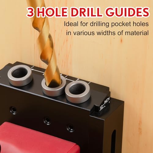 Pocket Hole Jig, Adjustable Jig Pocket Hole System, Woodworking Tools for Strong Joints, Adjustable Drill Guides for Materials 12-42mm Thick (HJ01)