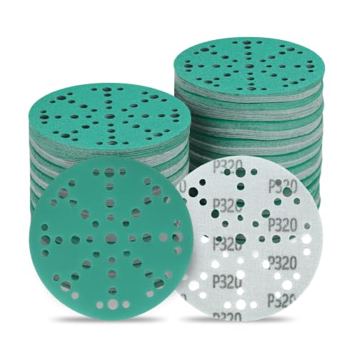 6 Inch 49 Hole Wet Dry P320 Grit Sanding Discs - 50 Pack Box - color: 320 Grit, size: 6 Inch 49 Hole