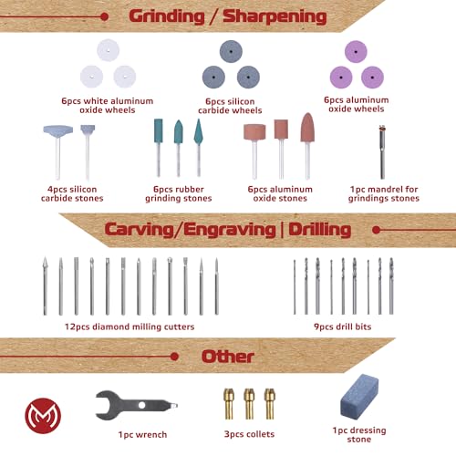 276 PCS Rotary Tool Accessories Kit, 1/8-in Shank Rotary Tool Kit, Universal Fitment for Easy Polishing, Sanding, Cutting, Drilling, Engraving, Sharpening, Grinding with Portable Storage Case - size: 276 Pcs