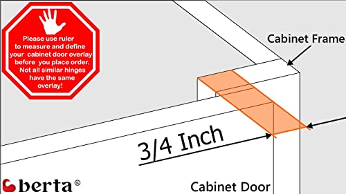 Berta (10 pcs) 3/4" Overlay Cabinet Door Hinges, 90 Degree Restricted Opening Angle Soft Closing Face Frame Hinges, 6-Ways 3-Cam Adjustment, Concealed Kitchen Cabinet Door Hinges with Screws - size: 3/4" Overlay