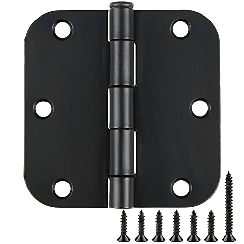 TDCHINGES Rounded Matte Black Door Hinges 3.5 Inch 5/8" Radius Flat 30 Pack - color: Matte Black-Rounded, size: 30 Pack