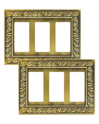 2-Pack Paisley Pattern Triple Decorator Outlet Cover Plate - style: 3 Decorator 2PK