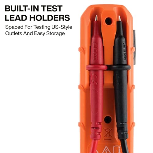 Klein Tools ET45 Digital AC/DC Voltage Tester, 12-240V AC, 32-330V DC, LED Illumination, DC Polarity, Auto Off, CATIII 350V-Class 2-Double Insulation, IP44 Dust & Water Resistant, No Batteries Needed - size: 24/240 V Tester