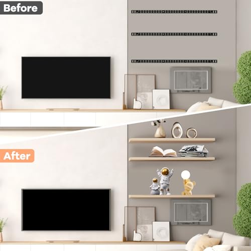 Upgrade 43"x6" Large Floating Shelf Brackets for Wall, Floating Shelf Hardware Hidden, Thickened Solid Steel Floating Shelves Brackets with Jig (43" x 6" x 1.5" with Tools), 3 Year Warranty