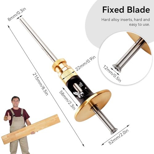 Wheel Marking Gauge, Aluminum Alloy Scriber Woodworking Mortise Parallel Scribing Tool Dovetail Scribing Gauge for Woodworking Projects, 0.2 Mm Precision, Rollable Blade
