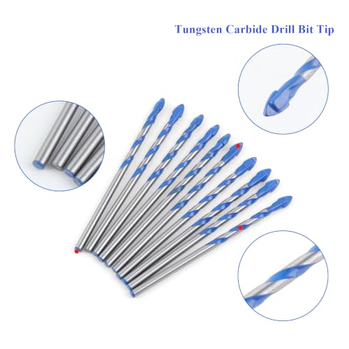 Masonry Drill Bit Set 1/8" Drilling Dia Carbide Drill Bit -10pcs - size: 1/8" Dia
