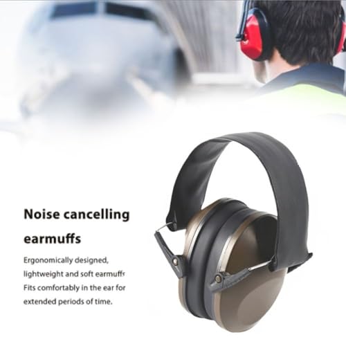 Foldable Safety Earmuffs with Noise Reduction–Adjustable Headband for Travel & Work, Hearing Protection for Men&Women