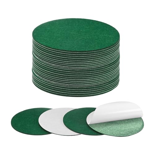 M METERXITY 30-Pack Lamp Base Felt, 5 Inch Dia. 2mm Thick Self Adhesive Round Fabric Felt Pads for Lamp/Furniture/DIY, Non-Slip Fiber Backed Patch Circles with Adhesive Backing [Green] - color: Green, size: 5" Dia