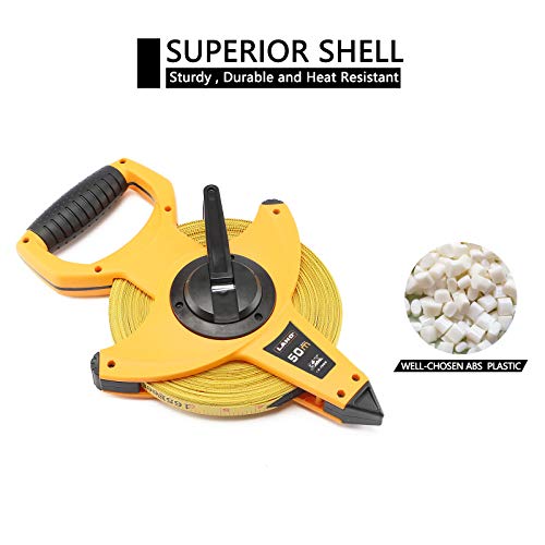LAND 165FT/50M Heavy Duty Fiberglass Tape Measure - 1/2-Inch Wide, Dual Inch/Metric Scale, Durable Open Reel Measuring Tape for Surveying, Engineering, Runway Construction - size: 50 m