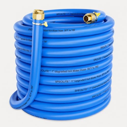SPECILITE Hot/Cold Rubber Garden Water Hose 100 ft x 1", -50℉ to 190℉, Blue - color: 1'' Blue, size: 100 FT