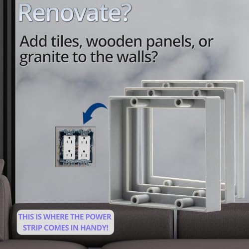 3/4" Double Gang Electrical Box Extender,Gray,Pack of 3 - color: Gray-3/4"
