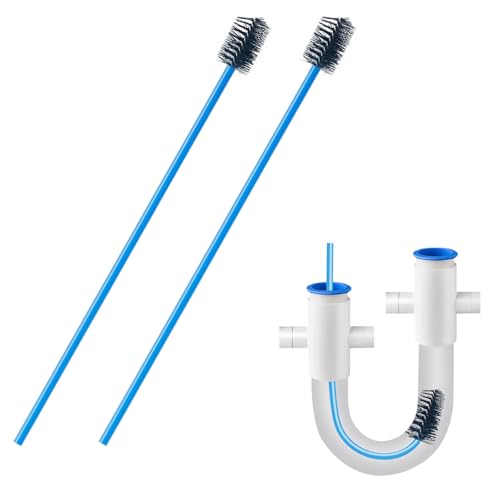 2 PCS Condensate Flexible Drain Brush, 15.7 in Nylon and PVC Drain Line Cleaning Brush, Keep Condensate Traps Clean, for AC Condensate P Trap, Dirt Clean Condensate Drain Trap - style: 2 PCS 15.7 In