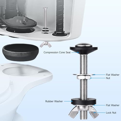 Toilet Tank to Bowl Bolt & Gasket Kit, 304 Stainless Steel Bolts, High-Density Foam Rubber Gasket, Compatible with 2-Inch and 3-Inch Seals, Easy Installation for Leak and Loose Connection Repairs - style: Universal Gasket Kit with 2 Sets Bolts