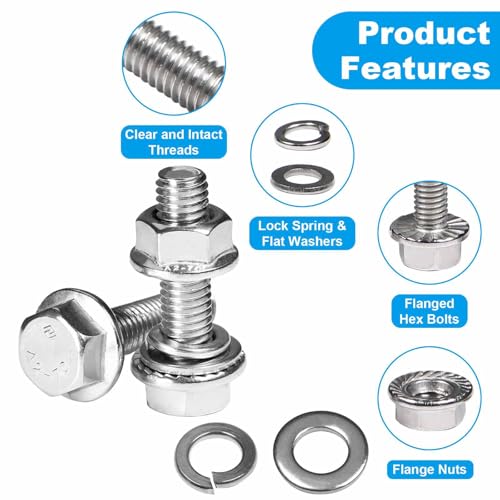 15 Sets M8-1.25 x 30mm Flanged Hex Head Bolts and Nuts Kits - size: M8-1.25 x 30mm