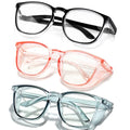 SQIMZAR Safety Glasses Goggles For Women Nurses Protective Eyewear,Anti Fog Safety Goggles - color: Black + Pink + Dark Green