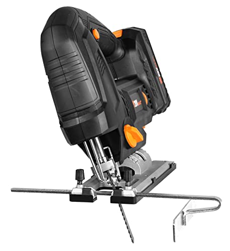WEN Cordless Jigsaw, Brushless with Auto-Speed, 20V Max 4.0Ah Lithium Ion Battery, and Charger (20670) - size: Handheld, style: Brushless Auto-Speed