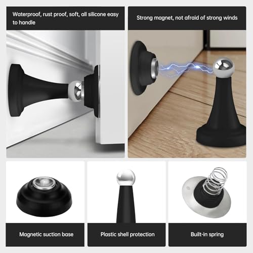 Strong Magnetic RV Door Holder, Black, 2 Pack - color: Black-L