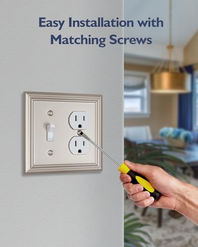 Switch Plates Outlet Covers, 1-Pack Metal Wall Plate, Satin Nickel - color: Satin Nickel, size: 1 Toggle/1 Duplex 1PK