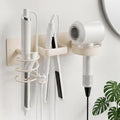 Hair Dryer Holder Curling Iron Holder Flat Iron, Curling iron holder wall mount, 3 in 1 Bathroom Hair Tool Organizer Rack for Universal Dryer,(milky white) - style: Circle style