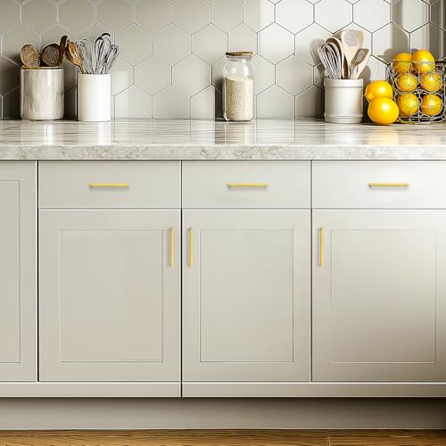 JOY DECOR Gold Cabinet Handles Square Cabinet Pulls, 5 Inch CC, 10 Pack - size: 5 Inch Hole Center