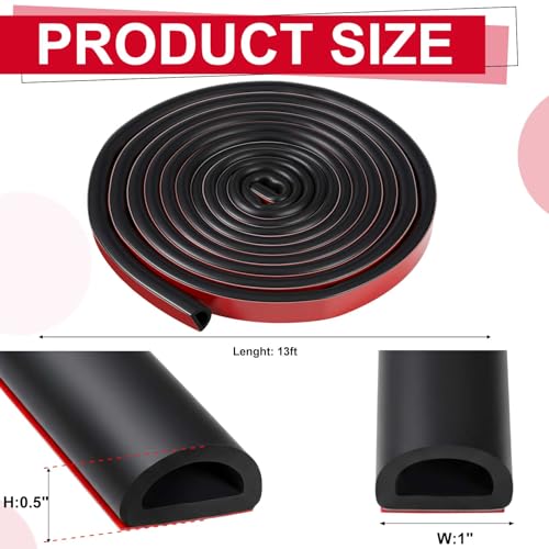 Pangda 13ft Foam Rubber D Shape Seal Strip 1" W x 0.5" H Self Adhesive EPDM Rubber Weather Stripping RV Slide Out Seal Heavy Duty Automotive Weather Stripping for Car Truck RV Boat Home - size: 13ft, style: 1" W X 0.5" H