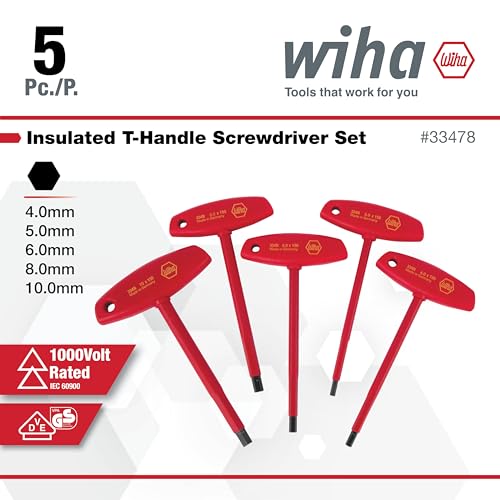 Wiha Tools 33478 Insulated T-Handle Hex Metric Set, 5-Piece