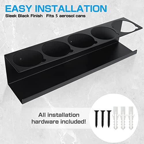 RealPlus Aerosol Spray Can Holder Rack Organizer, 5 Can Spray Bottle Holder Heavy-Duty Steel Wall Mounted for Garage and Workspace, Pack of 4 - color: 5-Can