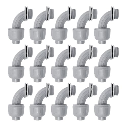 1/2 Inch Liquid Tight Connector - 15 Pack PVC Electrical Conduit Fittings 90 Degree Flexible Connectors for Home, Kitchen, and Bathroom Conduit Connector - size: Angle 1/2"