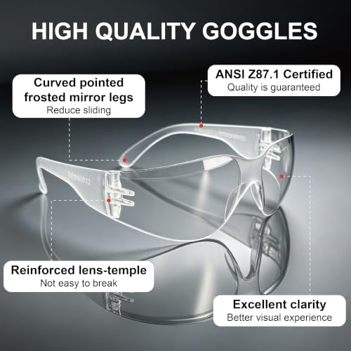 30 Pack Clear Safety Glasses, Impact Resistant Protective Eyewear Bulk for Men Women Work Construction Lab