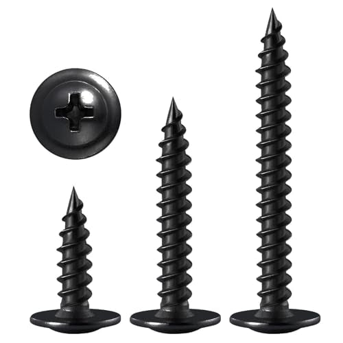 Wensilon（400 pcs）#6×3/4" Phillips Truss Head Wood Screws Black Galvanizing Quick Metal Self Tapping. - color: Black, size: #6×3/4"