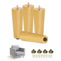 Yes4All 8 Inches Round Natural Solid Wood Furniture Legs Set of 4, Heavy Duty 800 Lbs Capacity Furniture Legs with Leveler, Replacement Legs for Furniture, Couch, Sofa, Dresser, Ottoman - color: Round Natural, size: 8 inch