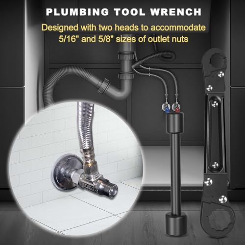 Holdly Angle Stop Wrench, Plumbing Tool for 3/8- and 1/2-Inch Valves - color: Black