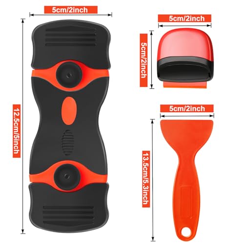 Tallew 9 Pcs Plastic Scraper Set Paint Tool Non Scratch Putty, Orange - color: Orange