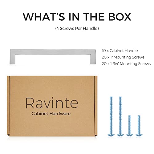 Ravinte Brushed Nickel Square Cabinet Handles & Pulls 7-1/2 Inch 10 Pack - size: 8 in (7-1/2 in Hole Center)