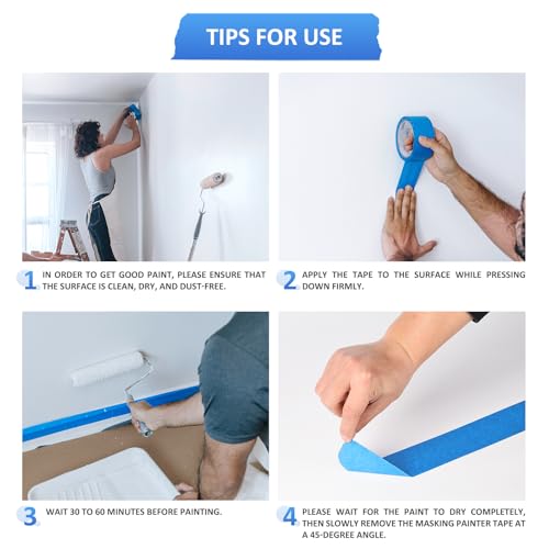 10Rolls Painters Tape 1.5 inch Wide Bulk Blue Masking Tape 1.41in x 55yards - size: 1.41 inch × 10 Rolls