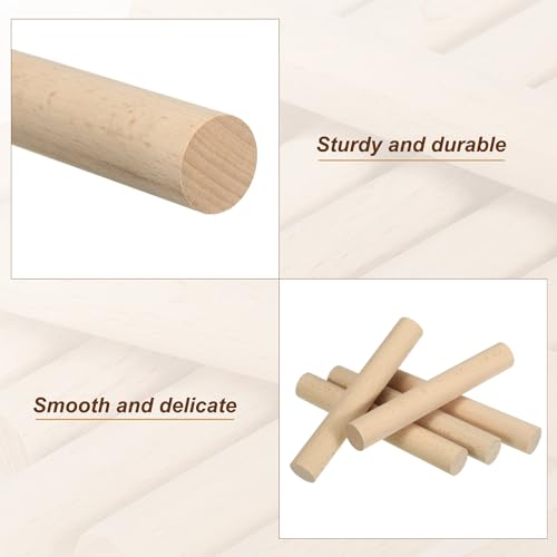 PATIKIL 3/4 x 6 Inch Dowel Rods Wood Sticks Unfinished Round Dowels 10pcs - size: 3/4"x6"