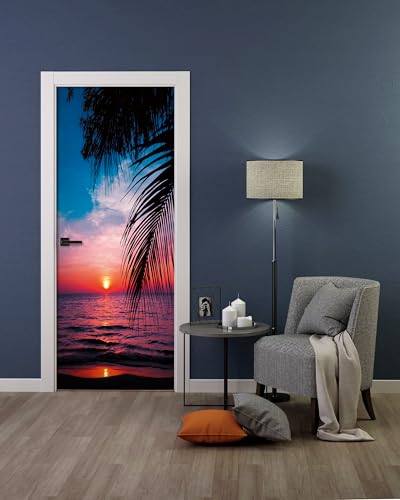 FLFK Sunset Door Mural - Peel and Stick Wallpaper, Removable Self-Adhesive, 30.3" W x 78.7" L, Set of 2 Sheets - color: Mt853, size: 30.3"x78.7"