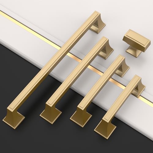 Amerdeco 10 Pack Champagne Bronze Cabinet Pulls 3-3/4 Inch(96mm) Hole Center Cabinet Hardware Kitchen Cabinet Handles for Bathroom Drawer Pulls Dresser Pulls ZH0010 - color: Champagne Bronze, size: 3.75"/96MM Hole Center