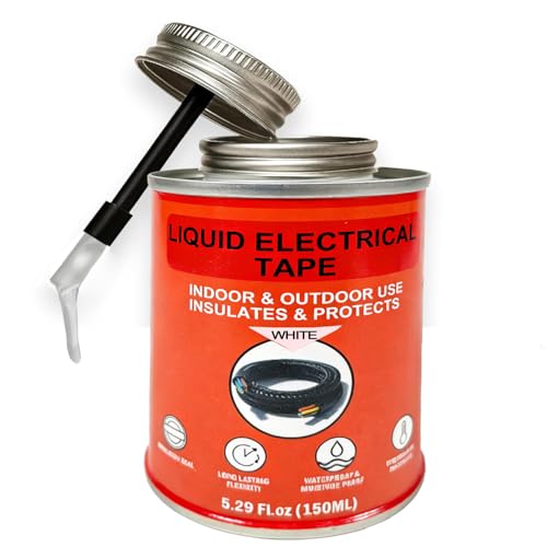 150ml Liquid Electrical Tape Insulating Repair Glue, Quick-Drying Waterproof High Temp Resistant Insulation Coating with Brush Cap for Wires Cables Outdoor Electrical Equipment Fixing (White) - color: White